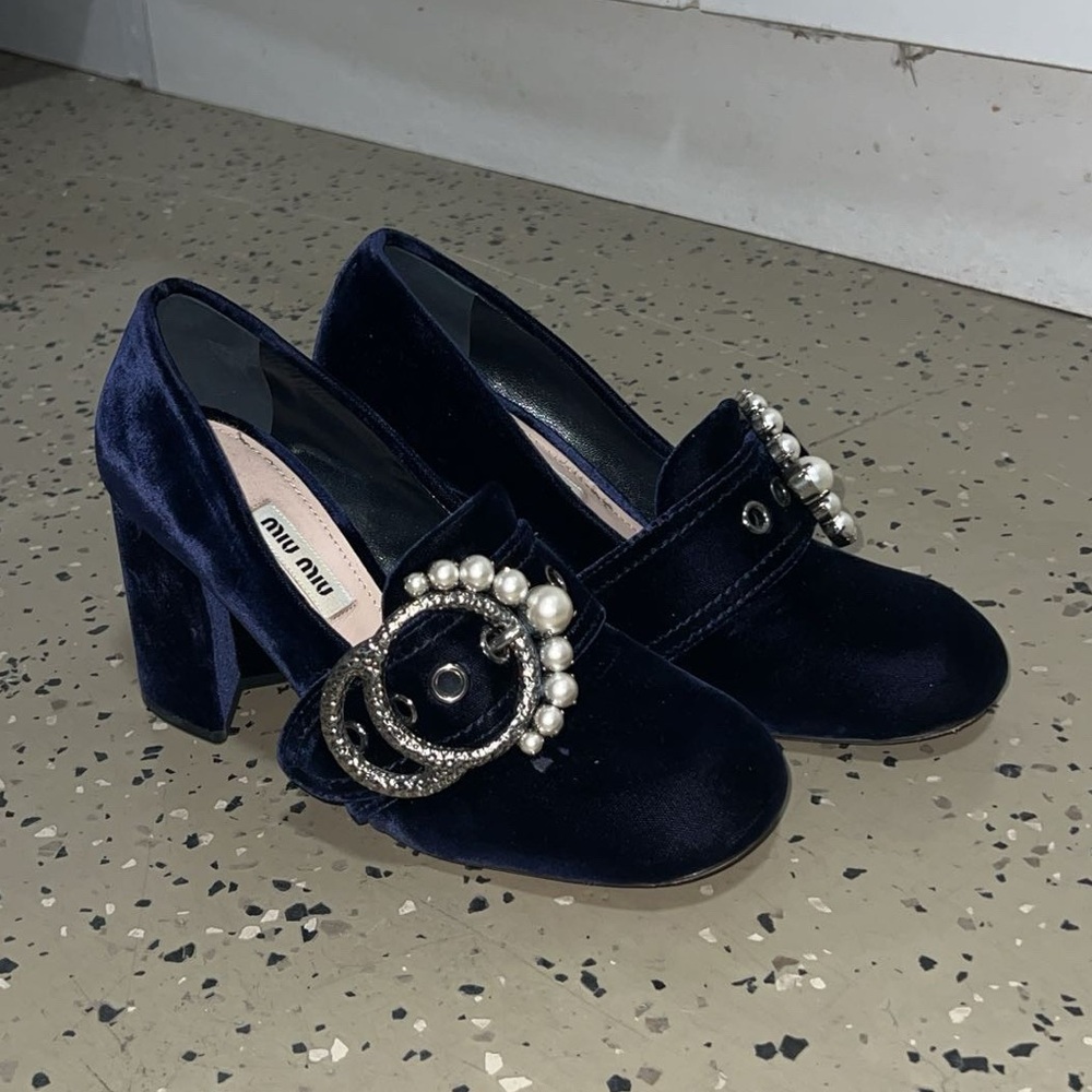 Miu Miu Navy Velvet Heels